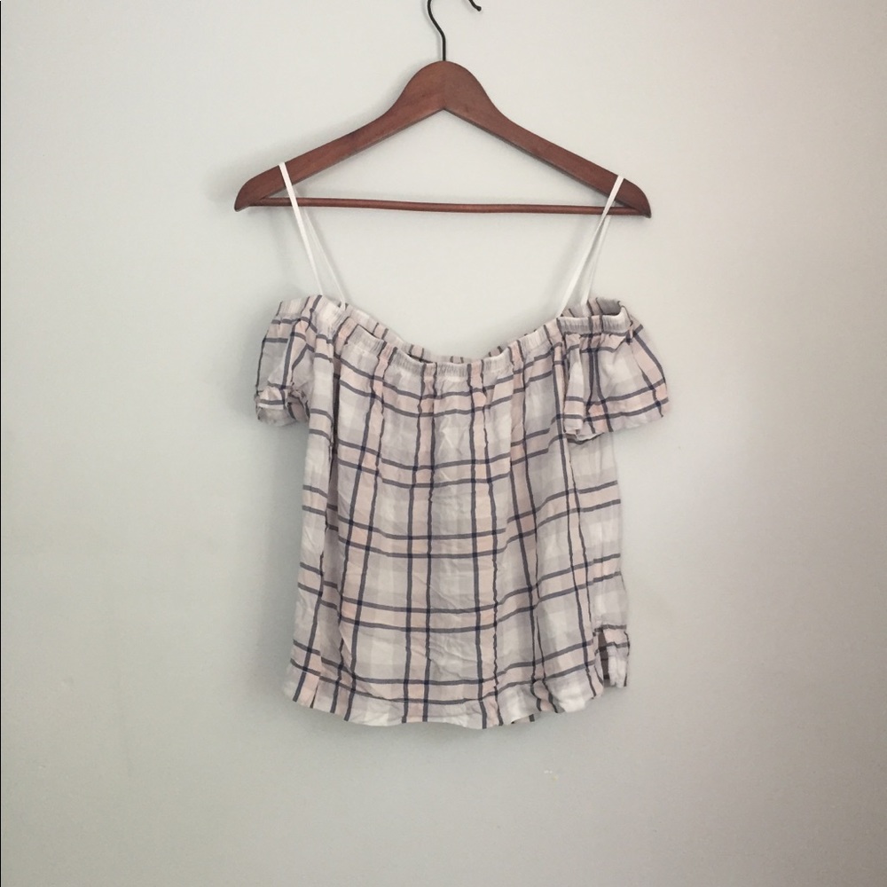 Cloth & Stone | Off Shoulder Plaid Top